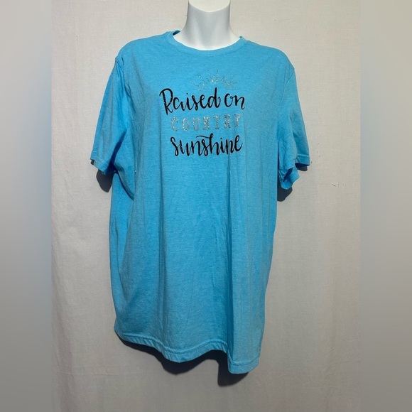 Athletic Works Blue Short Sleeve Tee Raised on Sunshine - Picture 1 of 4